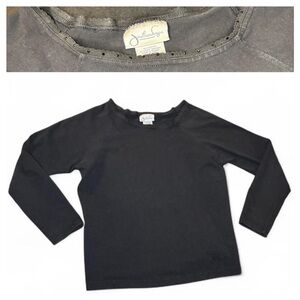 Vintage Jonathan Logan Black long sleeve top with ruffle trim